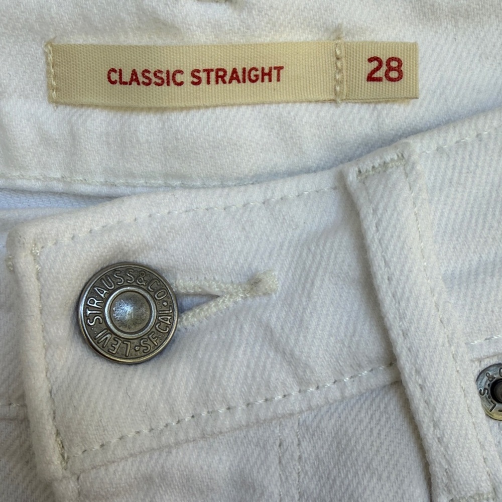 Levi’s White Classic Straight Fit Mid-Rise Jeans Waist 28 - Picture 2 of 15